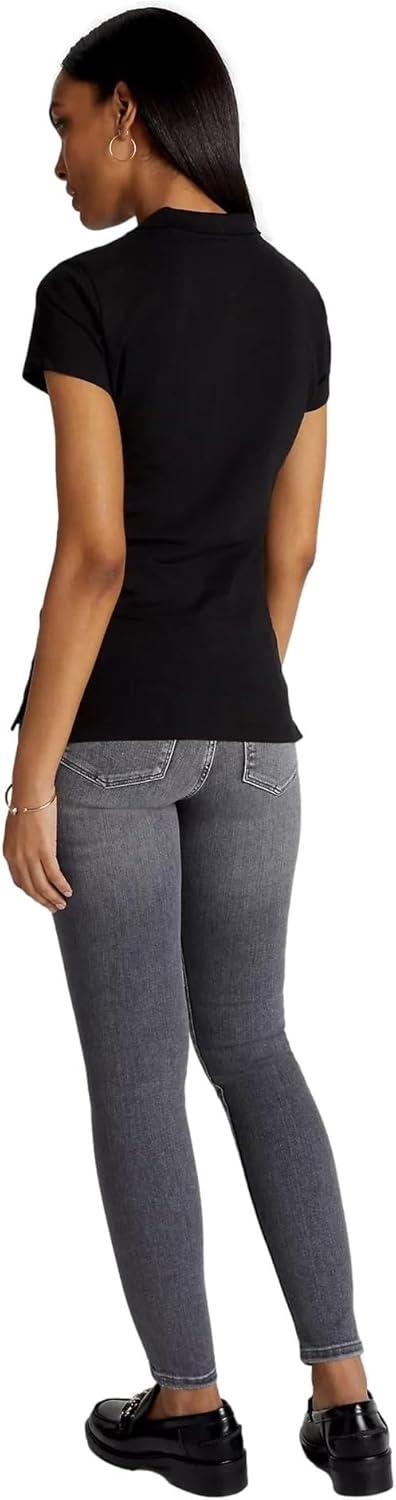 imageTommy Hilfiger Womens Solid Short Sleeve Pique Polo ShirtDark Sable Black