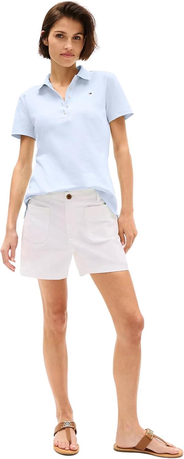 imageTommy Hilfiger Womens Solid Short Sleeve Pique Polo ShirtKeepsake Blue
