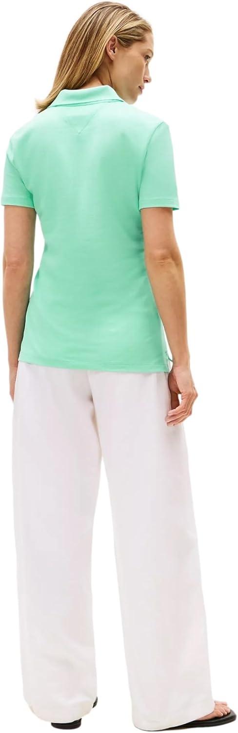 imageTommy Hilfiger Womens Solid Short Sleeve Pique Polo ShirtMiami Aqua