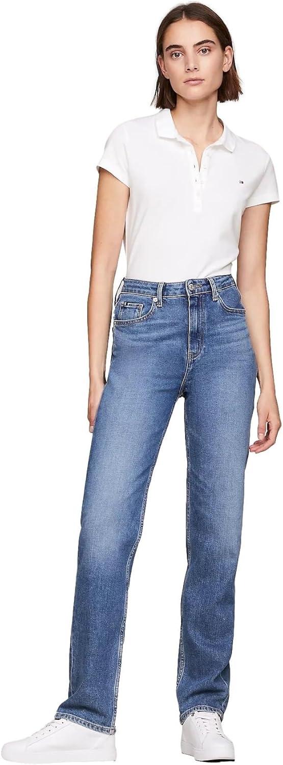 imageTommy Hilfiger Womens Solid Short Sleeve Pique Polo ShirtOptic White