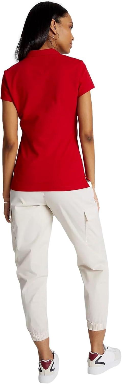 imageTommy Hilfiger Womens Solid Short Sleeve Pique Polo ShirtPrimary Red