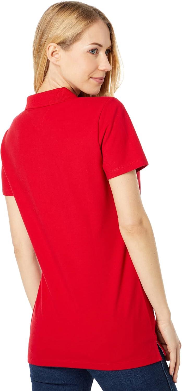 imageTommy Hilfiger Womens Solid Short Sleeve Pique Polo ShirtScarlet