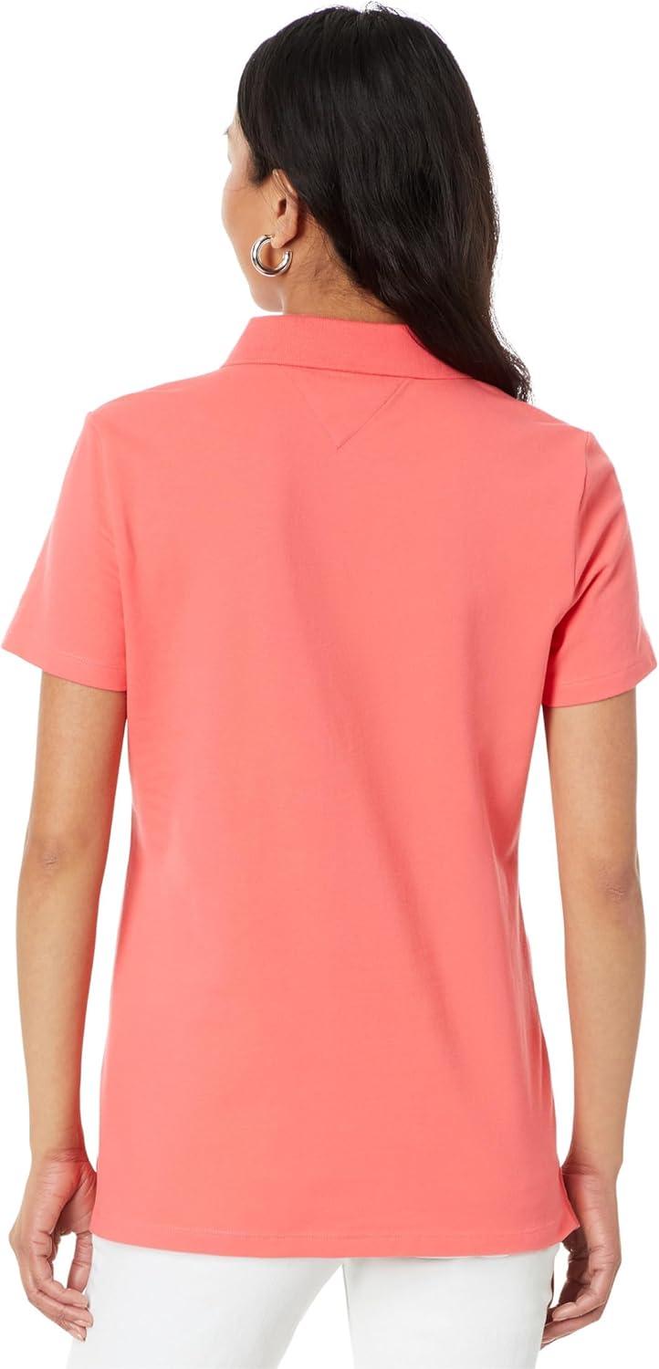 imageTommy Hilfiger Womens Solid Short Sleeve Pique Polo ShirtSherbet