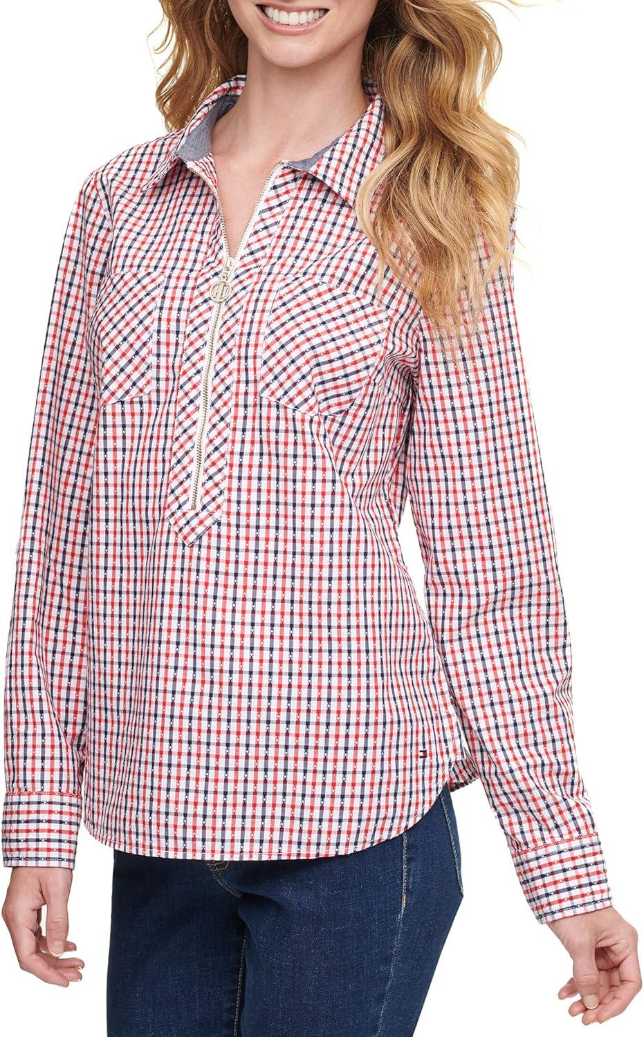 imageTommy Hilfiger Womens Solid Short Sleeve Pique Polo ShirtVoyage Check