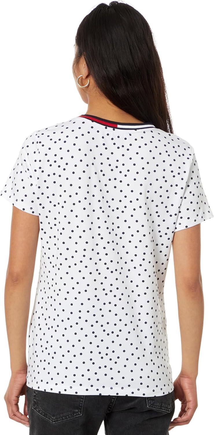 imageTommy Hilfiger Womens Ss Core VNeck Flag Tee SolidBright WhiteSky Captain