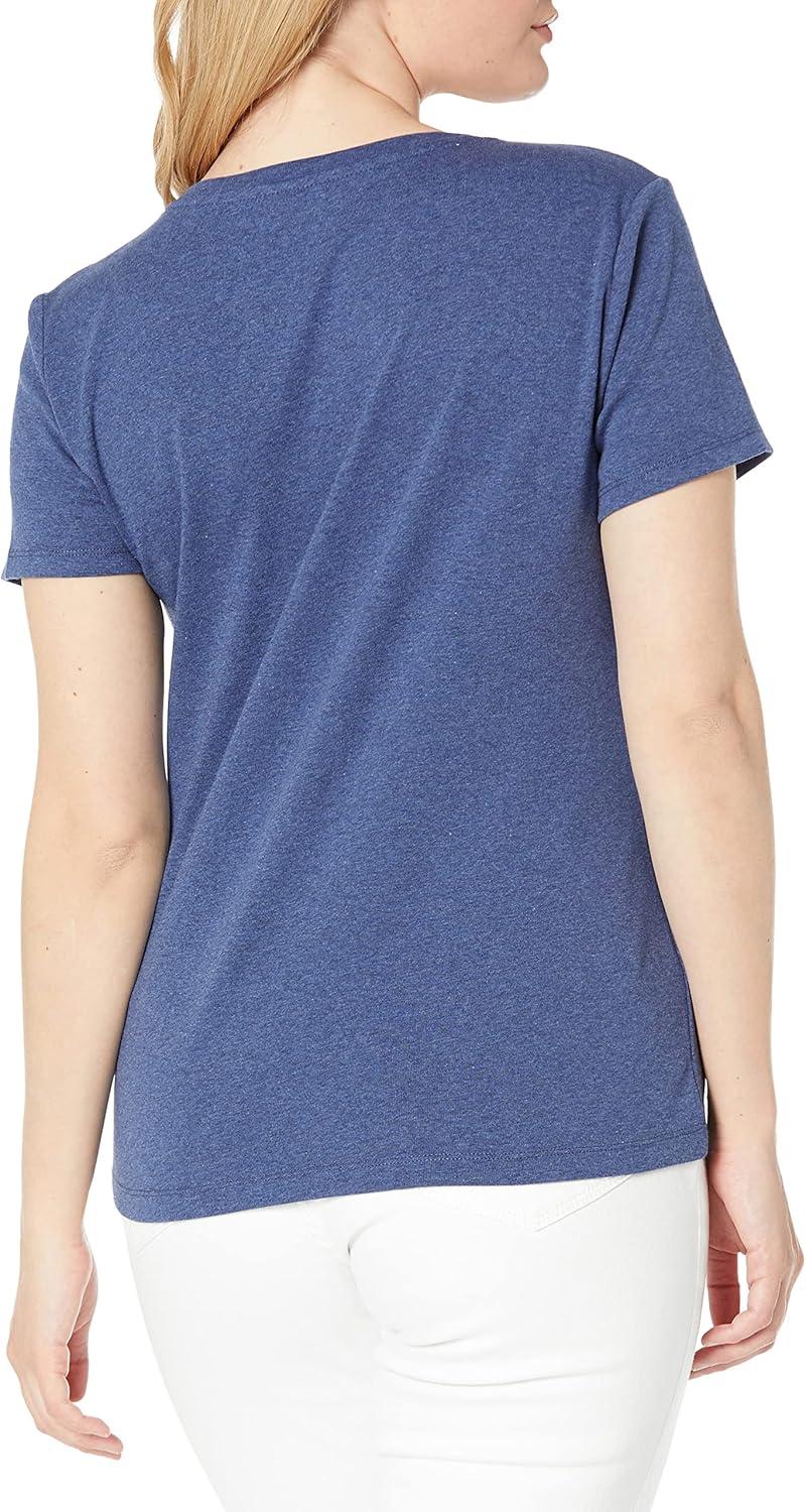 imageTommy Hilfiger Womens Ss Core VNeck Flag Tee SolidIndigo Heather