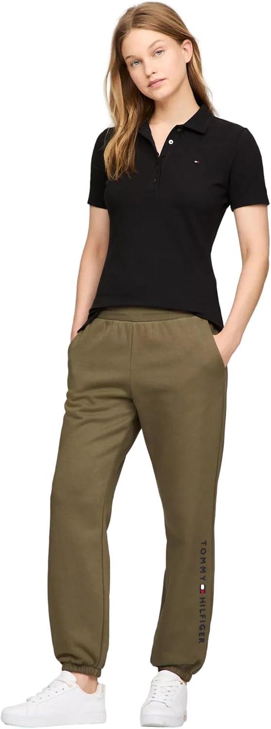 imageTommy Hilfiger Womens Tapered Fleece Jogger SweatpantsArmy Green