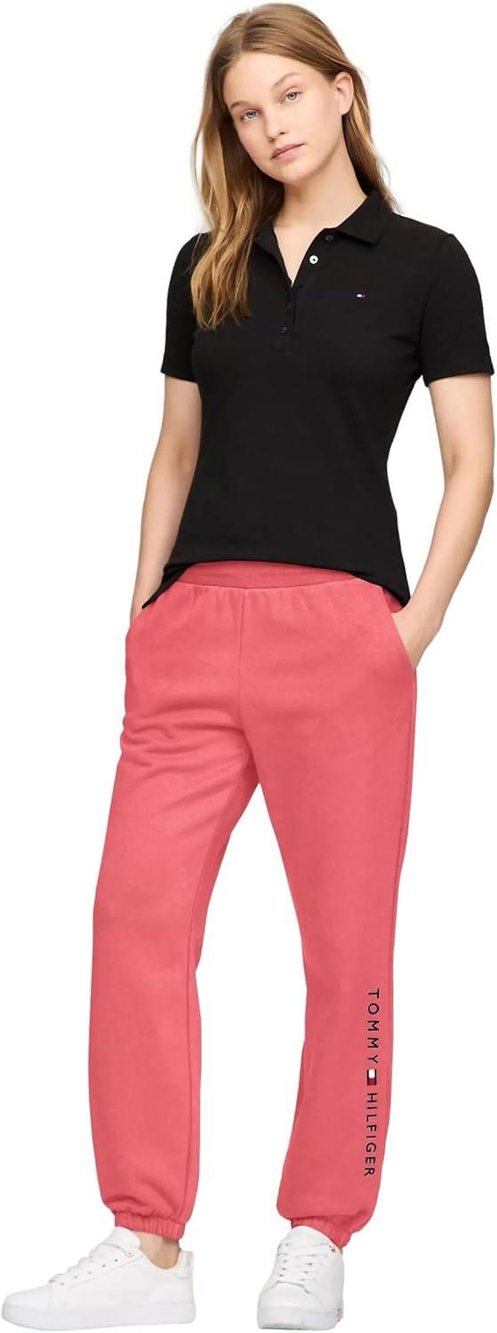 imageTommy Hilfiger Womens Tapered Fleece Jogger SweatpantsLight Crimson
