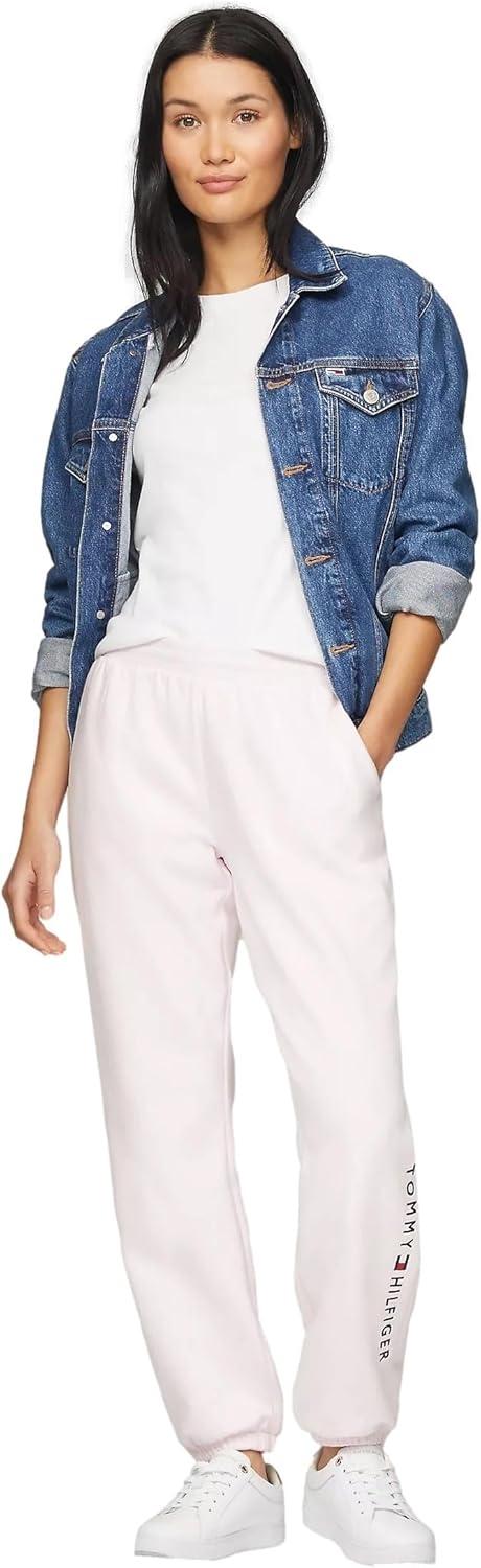 imageTommy Hilfiger Womens Tapered Fleece Jogger SweatpantsLight Pink