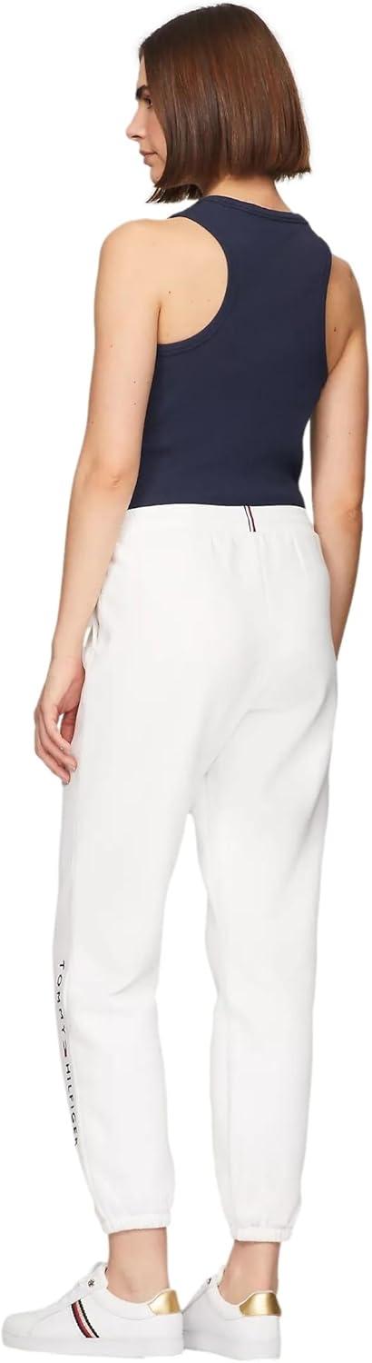 imageTommy Hilfiger Womens Tapered Fleece Jogger SweatpantsOptic White