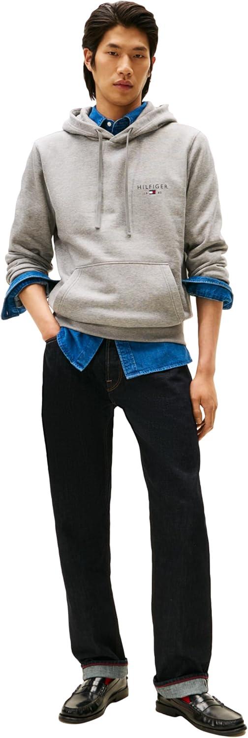 imageTommy Hilfiger mens Medium Weight Cotton Hoodie Sweatshirt With Embroidered Flag Logo and DrawstringMedium Grey Heather