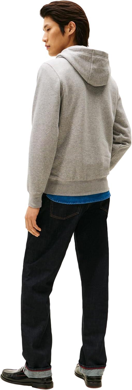 imageTommy Hilfiger mens Medium Weight Cotton Hoodie Sweatshirt With Embroidered Flag Logo and DrawstringMedium Grey Heather