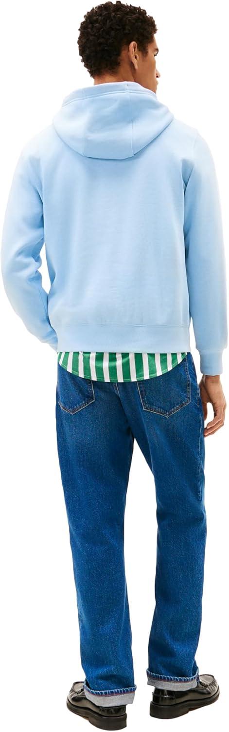 imageTommy Hilfiger mens Medium Weight Cotton Hoodie Sweatshirt With Embroidered Flag Logo and DrawstringWell Water