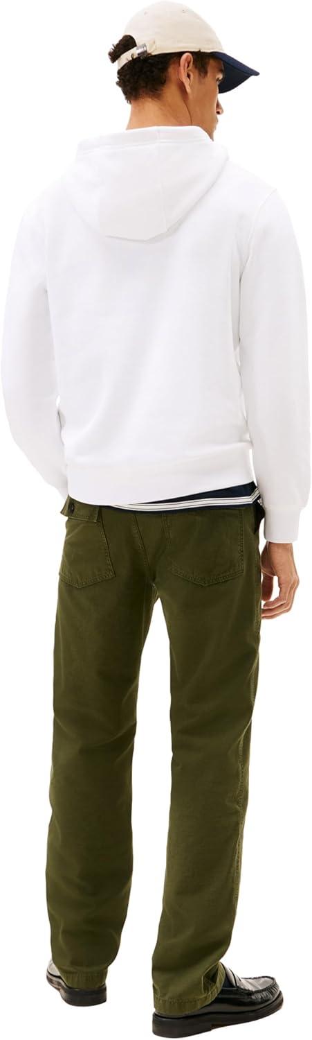 imageTommy Hilfiger mens Medium Weight Cotton Hoodie Sweatshirt With Embroidered Flag Logo and DrawstringWhite
