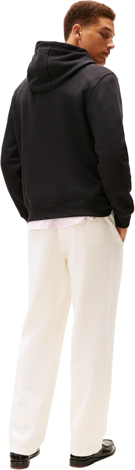 imageTommy Hilfiger mens Medium Weight Cotton Hoodie Sweatshirt With Embroidered LogoBlack