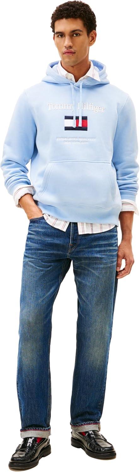 imageTommy Hilfiger mens Medium Weight Cotton Hoodie Sweatshirt With Embroidered LogoWell Water