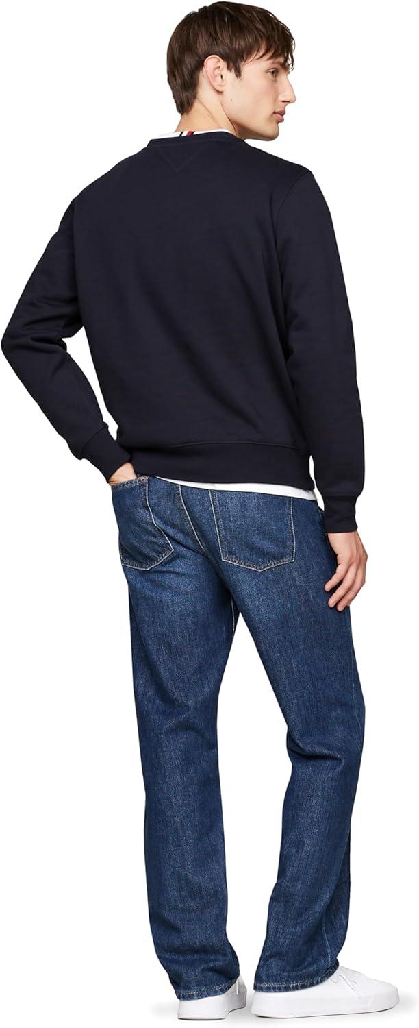 imageTommy Hilfiger mens Medium Weight Crewneck Sweatshirt With Embroidered Flag LogoDesert Sky