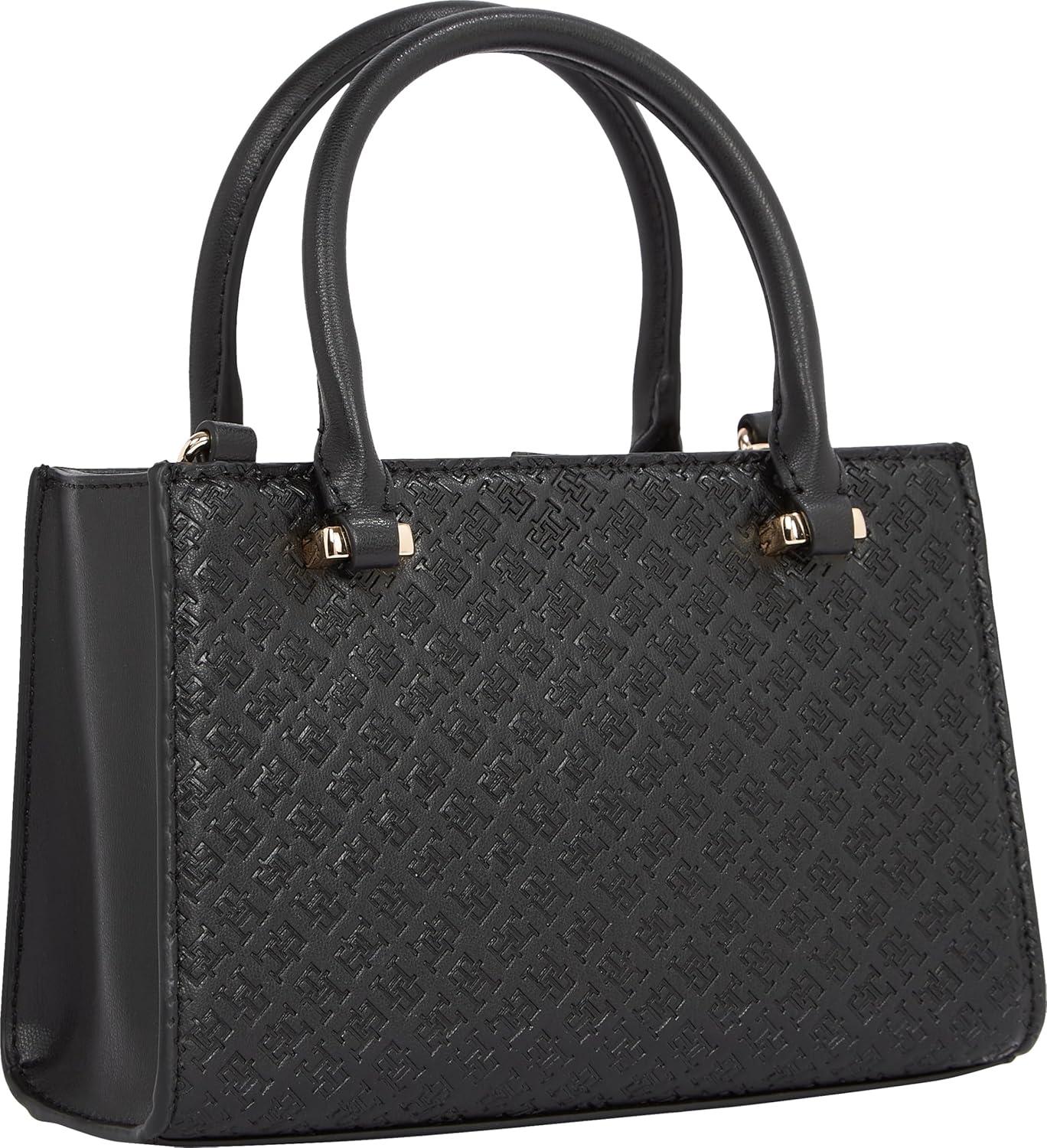 imageTommy Hilfiger womens Monogram Mini Tote Bag With Removable Crossbody StrapBlack