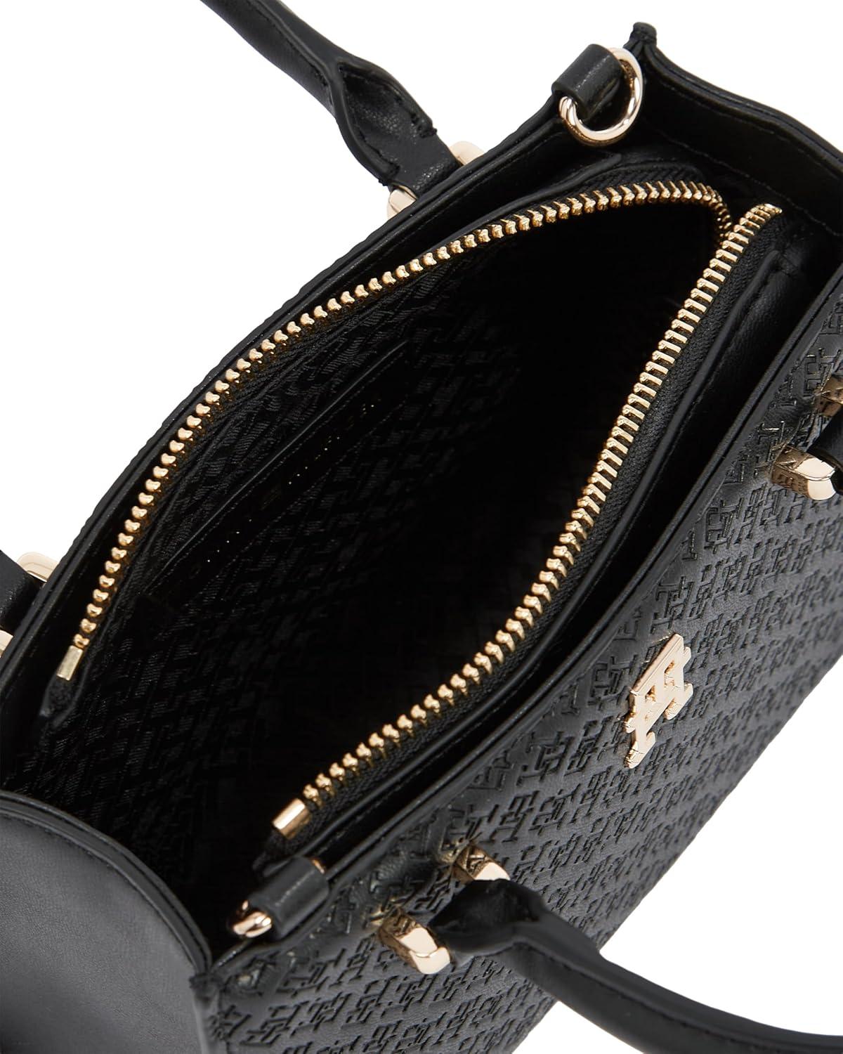 imageTommy Hilfiger womens Monogram Mini Tote Bag With Removable Crossbody StrapBlack