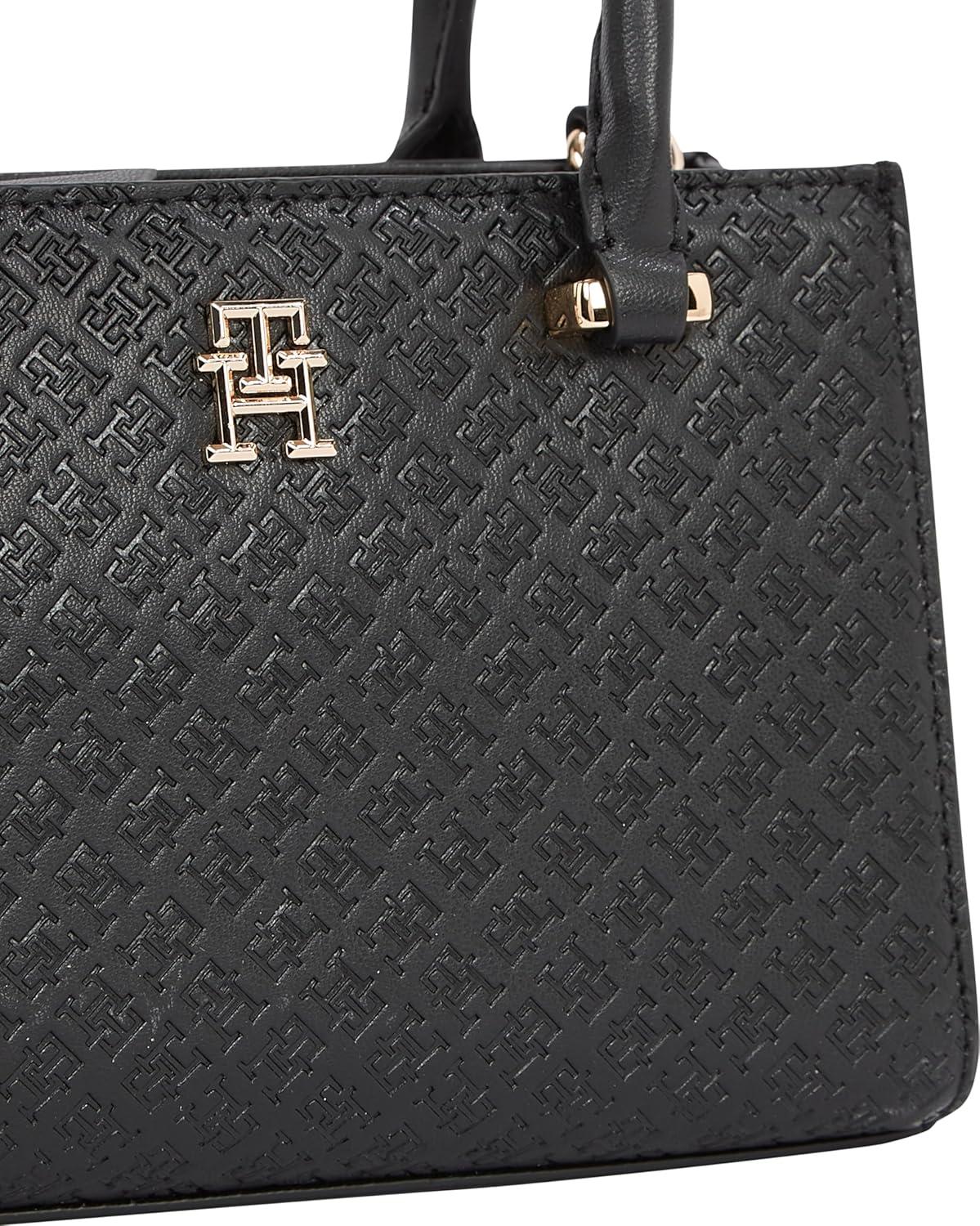 imageTommy Hilfiger womens Monogram Mini Tote Bag With Removable Crossbody StrapBlack