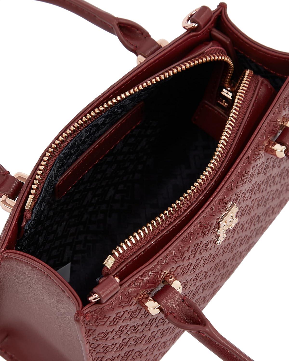 imageTommy Hilfiger womens Monogram Mini Tote Bag With Removable Crossbody StrapRaspberry Truffle