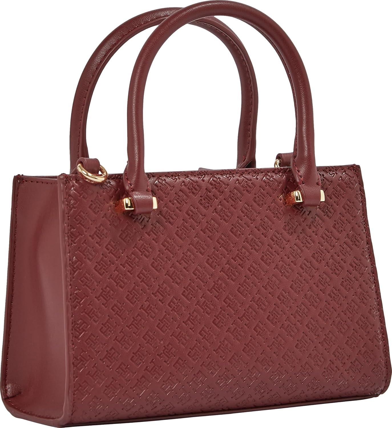 imageTommy Hilfiger womens Monogram Mini Tote Bag With Removable Crossbody StrapRaspberry Truffle