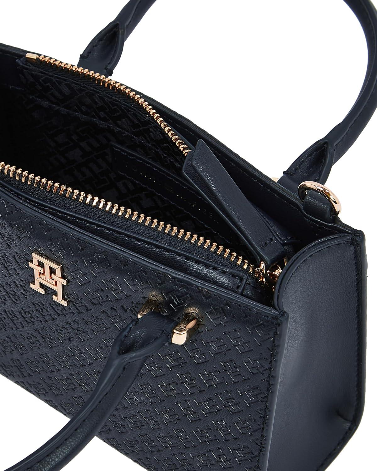 imageTommy Hilfiger womens Monogram Mini Tote Bag With Removable Crossbody StrapSpace Blue