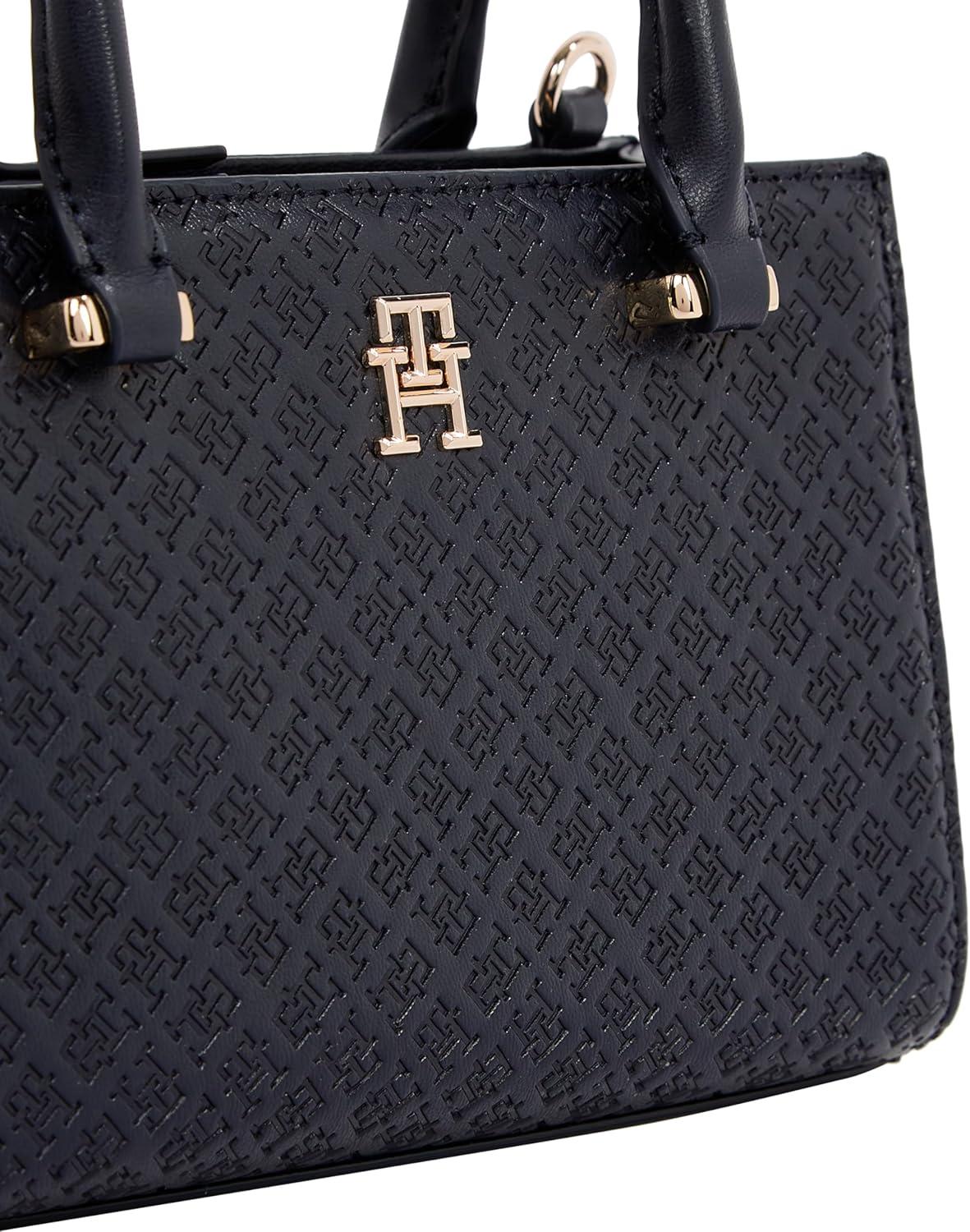 imageTommy Hilfiger womens Monogram Mini Tote Bag With Removable Crossbody StrapSpace Blue