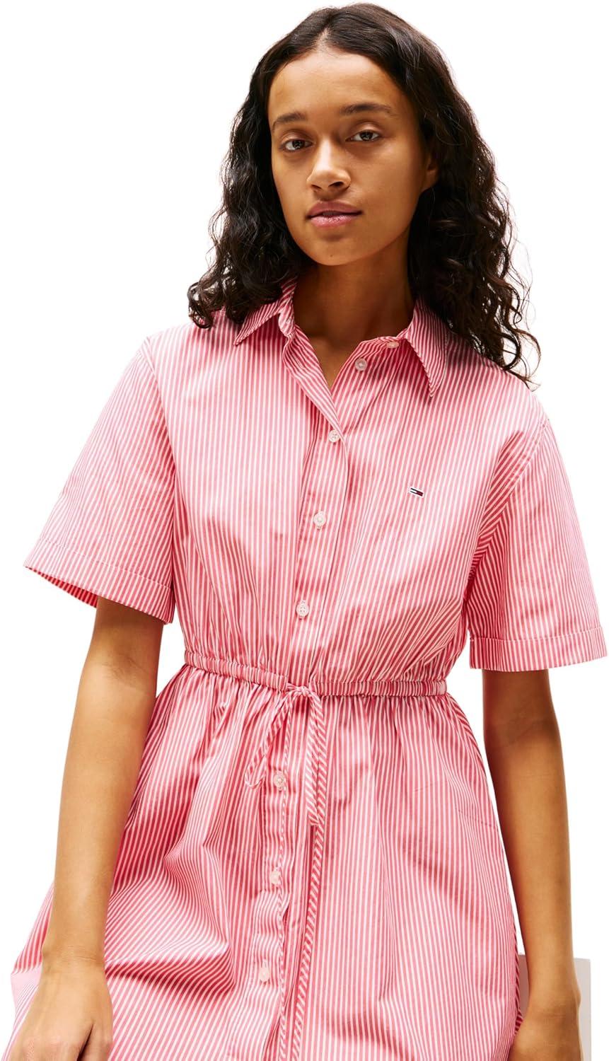 imageTommy Jeans Womens Casual Shirt Dress with Mini StripeAmour Stripe