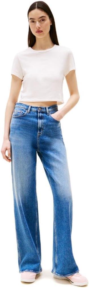 imageTommy Jeans Womens Crop Top with Tonal Flag Logo DetailAncient White