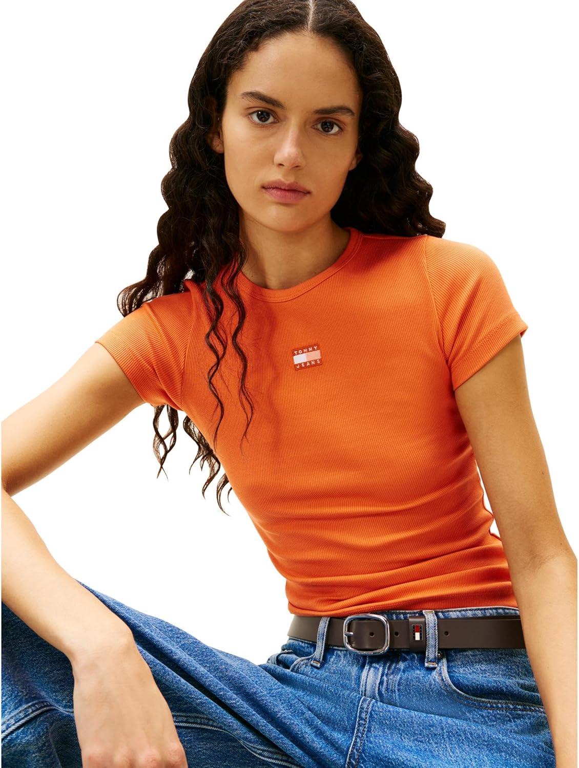 imageTommy Jeans Womens Graphic Tee with Embroidered Flag DetailIbiza Sunset