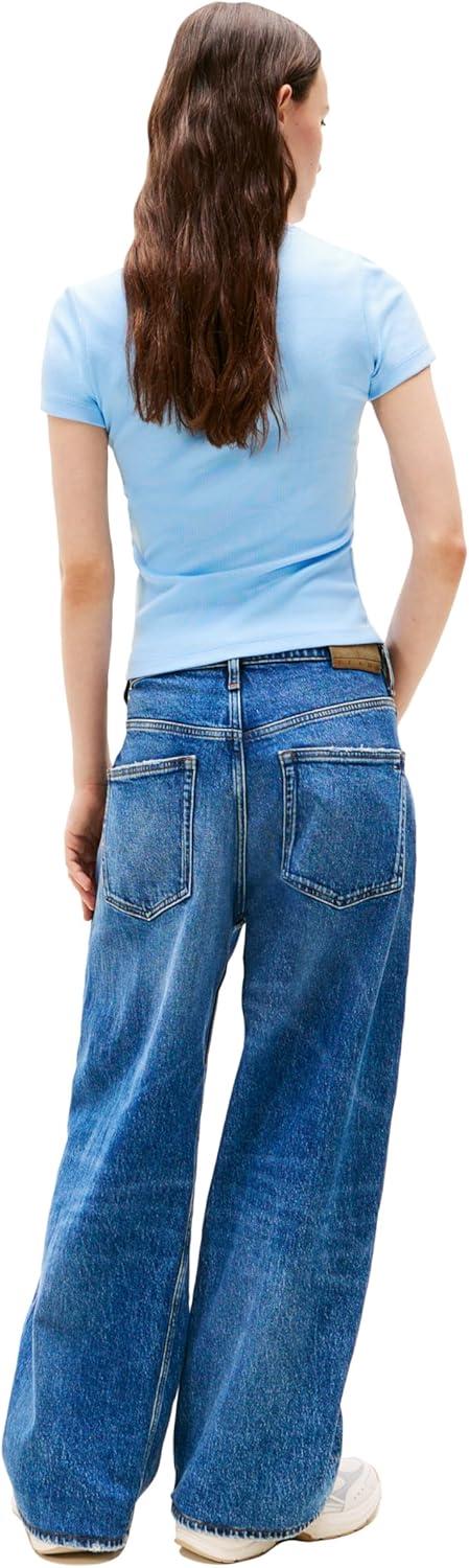 imageTommy Jeans Womens Graphic Tee with Embroidered Flag DetailLight Powdery Blue Tonal