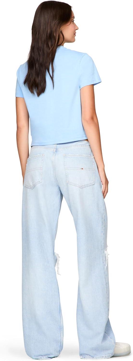 imageTommy Jeans Womens Graphic Tee with Embroidered Varsity Crest DetailSugarplum Blue