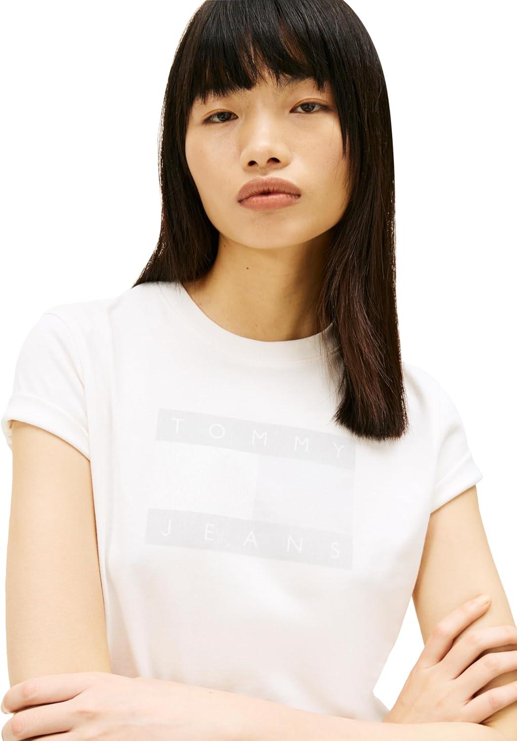 imageTommy Jeans Womens Graphic Tee with Printed Flag Logo DetailAncient White Tonal