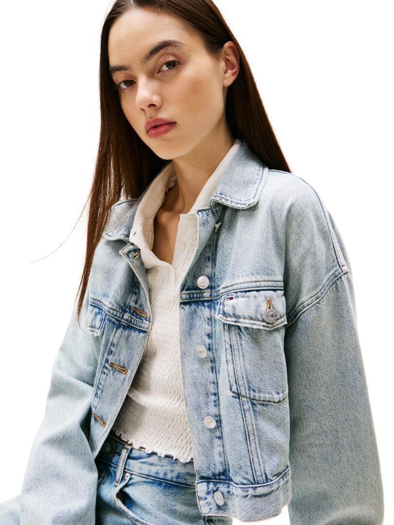 imageTommy Jeans womens Lightweight Trucker Cropped Jean JacketDenim Light