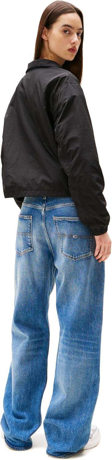 imageTommy Jeans womens Lightweight Varsity Windbreaker Jacket With Logo DetailBlack
