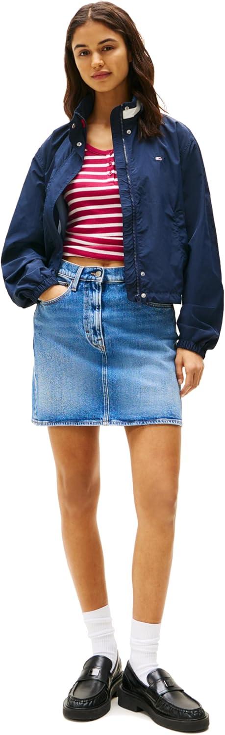imageTommy Jeans womens Lightweight Varsity Windbreaker Jacket With Logo DetailDark Night Navy