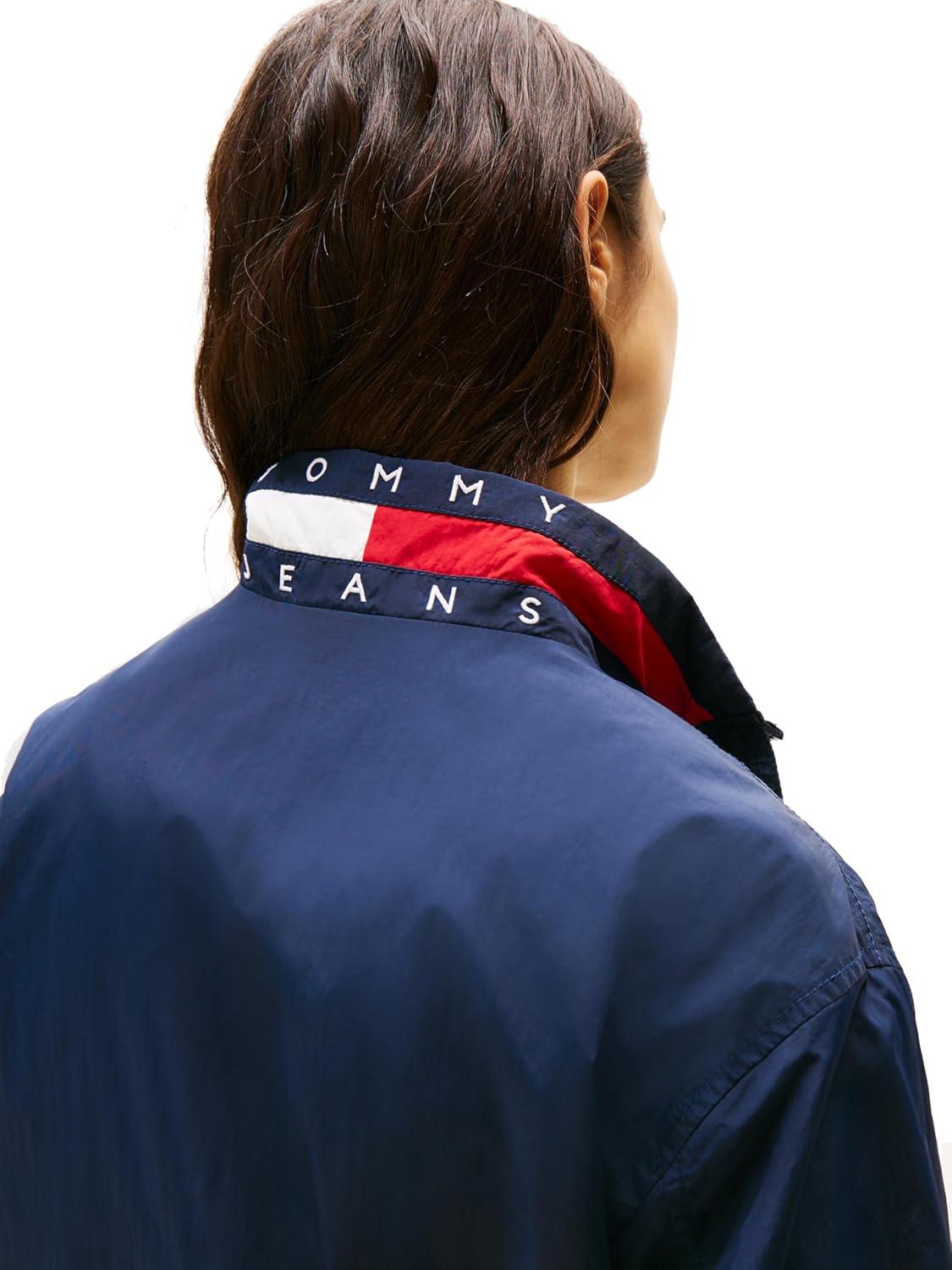 imageTommy Jeans womens Lightweight Varsity Windbreaker Jacket With Logo DetailDark Night Navy