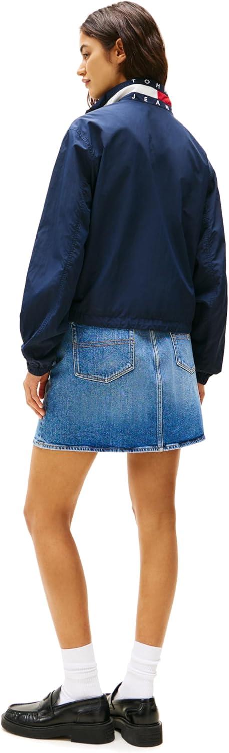 imageTommy Jeans womens Lightweight Varsity Windbreaker Jacket With Logo DetailDark Night Navy