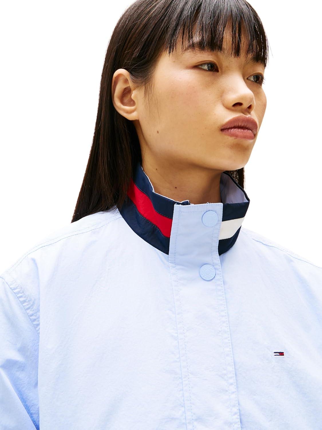 imageTommy Jeans womens Lightweight Varsity Windbreaker Jacket With Logo DetailSweet Blue