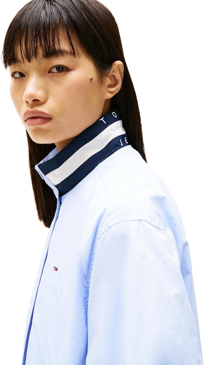 imageTommy Jeans womens Lightweight Varsity Windbreaker Jacket With Logo DetailSweet Blue