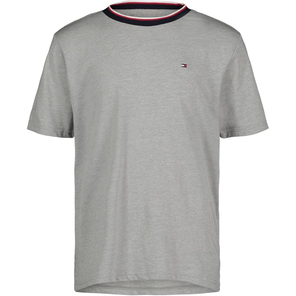 imageTommy Hilfiger Boys Legacy Short Sleeve Yd Ringer Crew Neck TShirtClassic Grey Heather