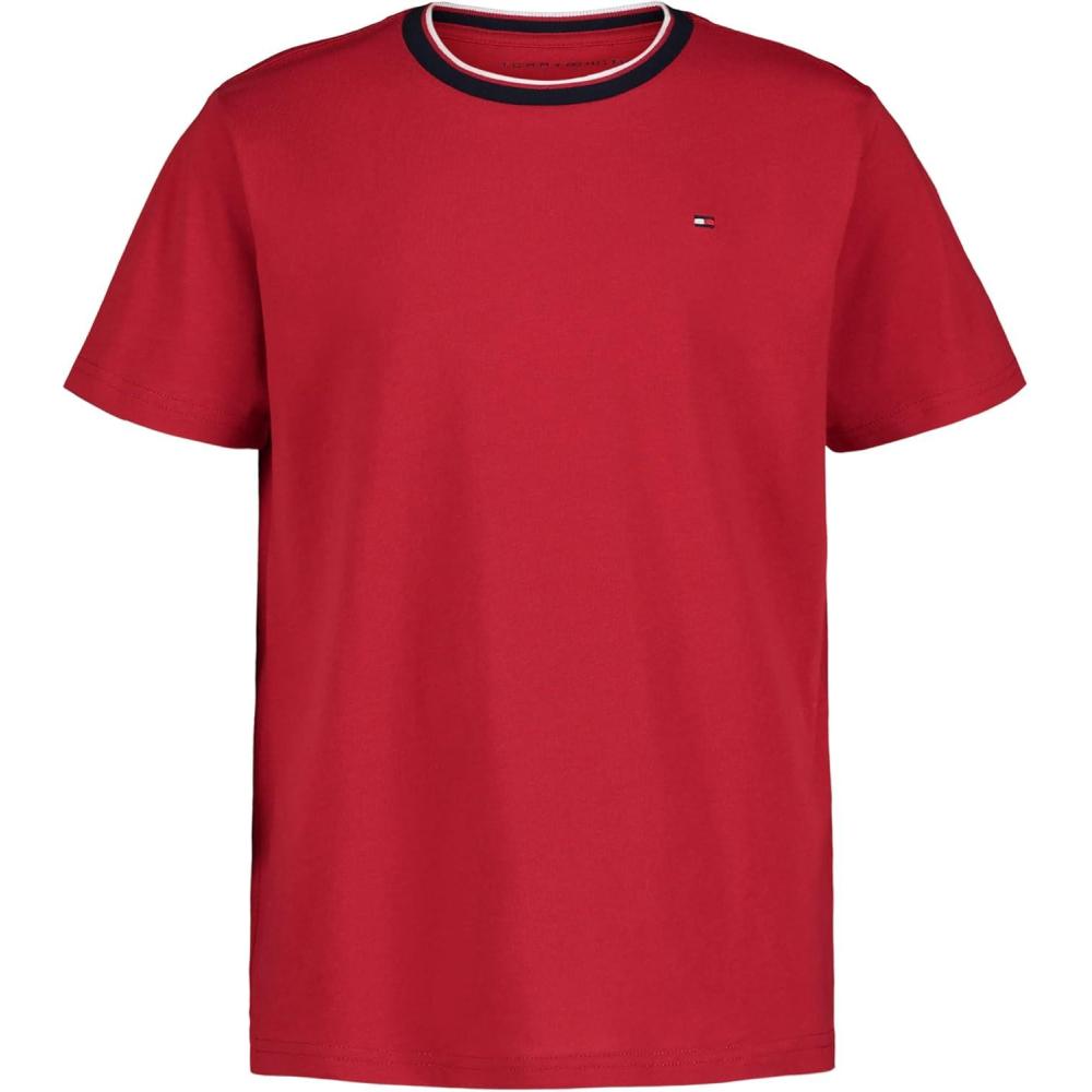 imageTommy Hilfiger Boys Legacy Short Sleeve Yd Ringer Crew Neck TShirtClassic Scarlet Sage