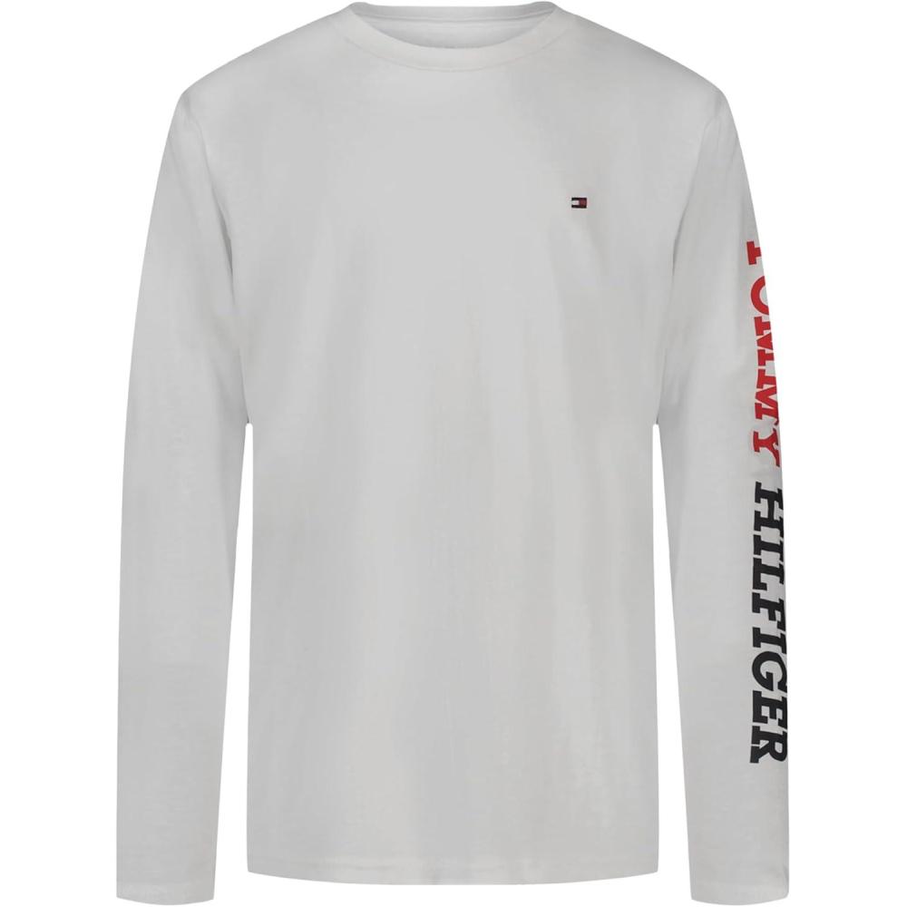 imageTommy Hilfiger Boys Long Sleeve Crew Neck TShirtHalf and Half White