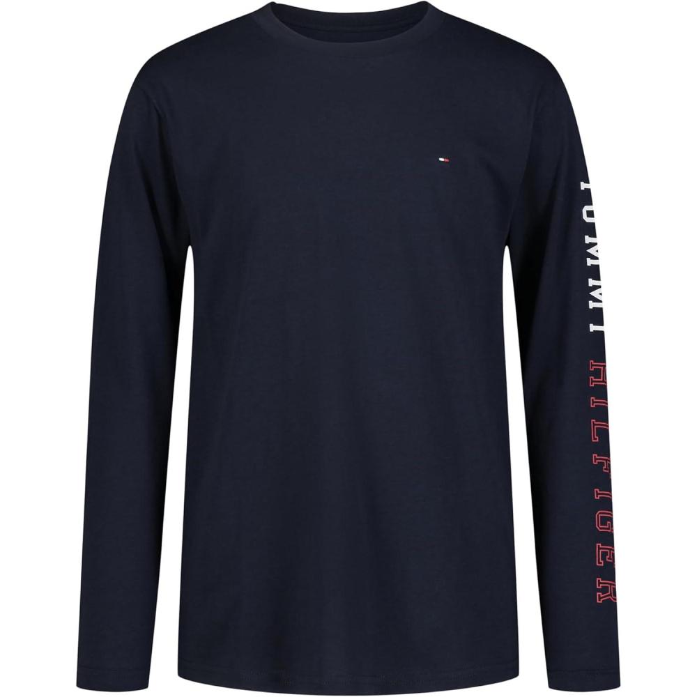 imageTommy Hilfiger Boys Long Sleeve Crew Neck TShirtPrep Navy Blazer