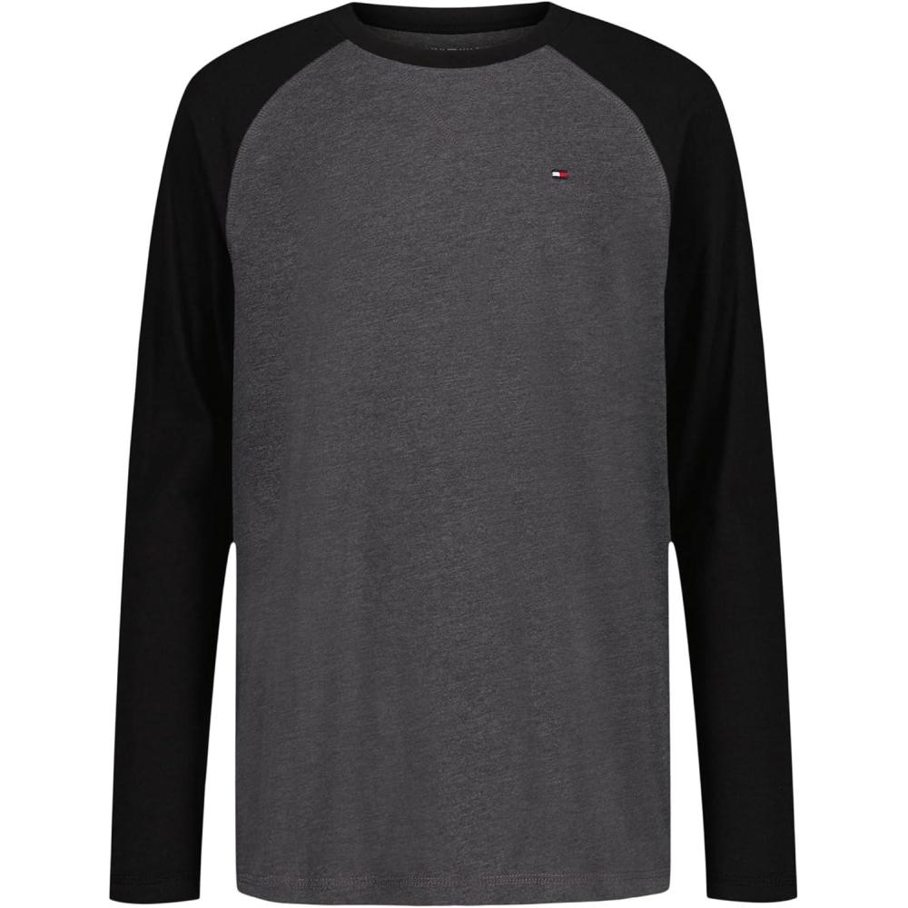 imageTommy Hilfiger Boys Long Sleeve Crew Neck TShirtRaglan Charcoal Heather