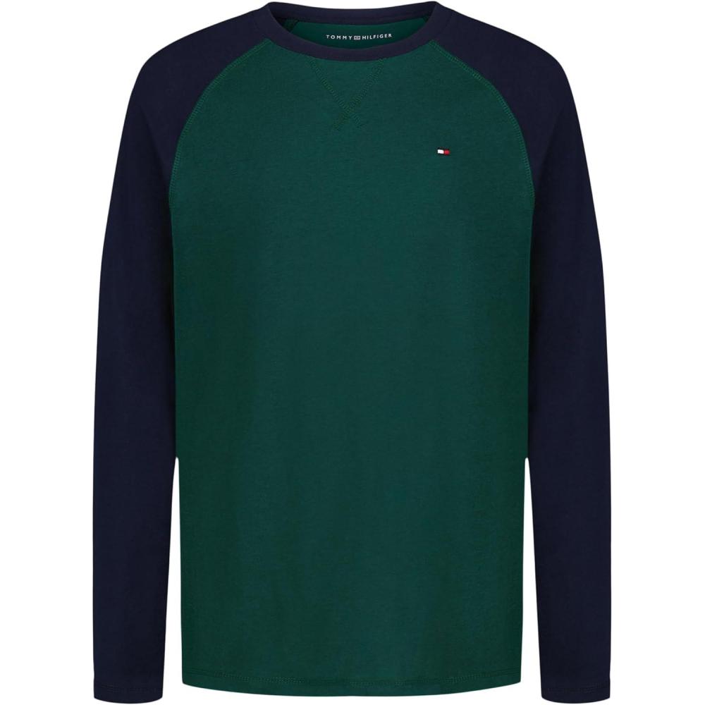 imageTommy Hilfiger Boys Long Sleeve Crew Neck TShirtRaglan Rain Forest