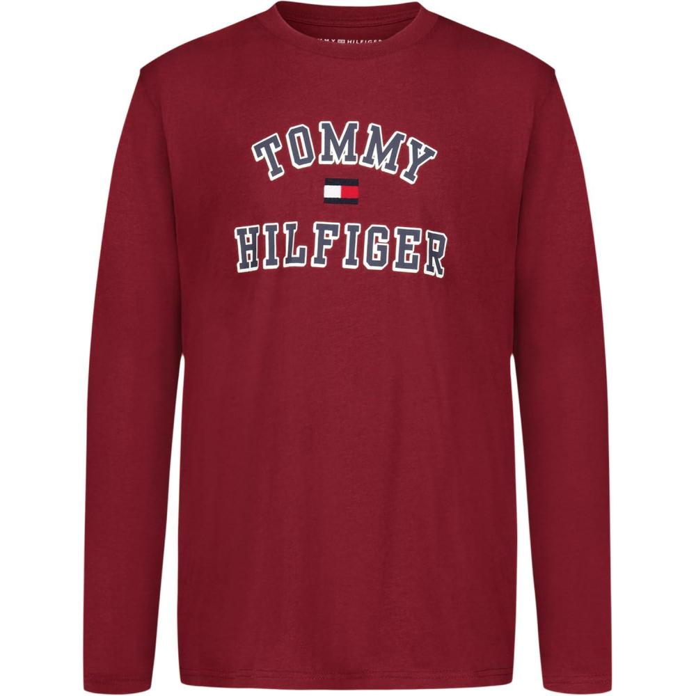 imageTommy Hilfiger Boys Long Sleeve Crew Neck TShirtVarsity Syrah