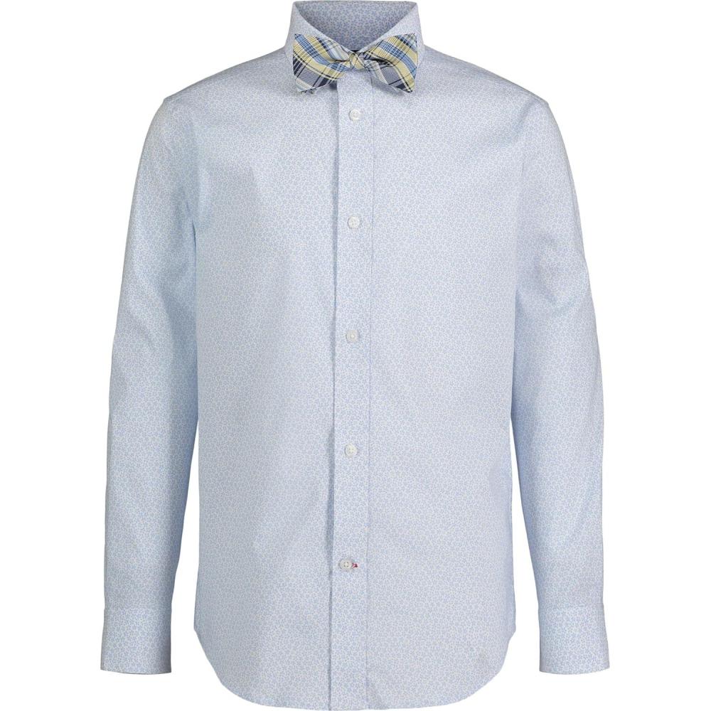 imageTommy Hilfiger Boys Long Sleeve Dress Shirt with Bow Tie Collared ButtonDown with Cuff SleevesNoon Blue Floral