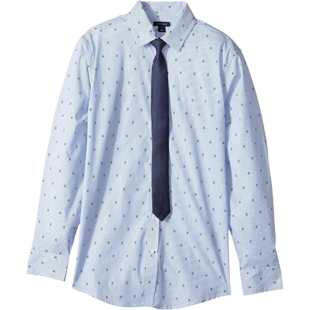 imageTommy Hilfiger Boys Long Sleeve Dress Shirt with Straight Tie Collared ButtonDown with Cuff SleevesBlue